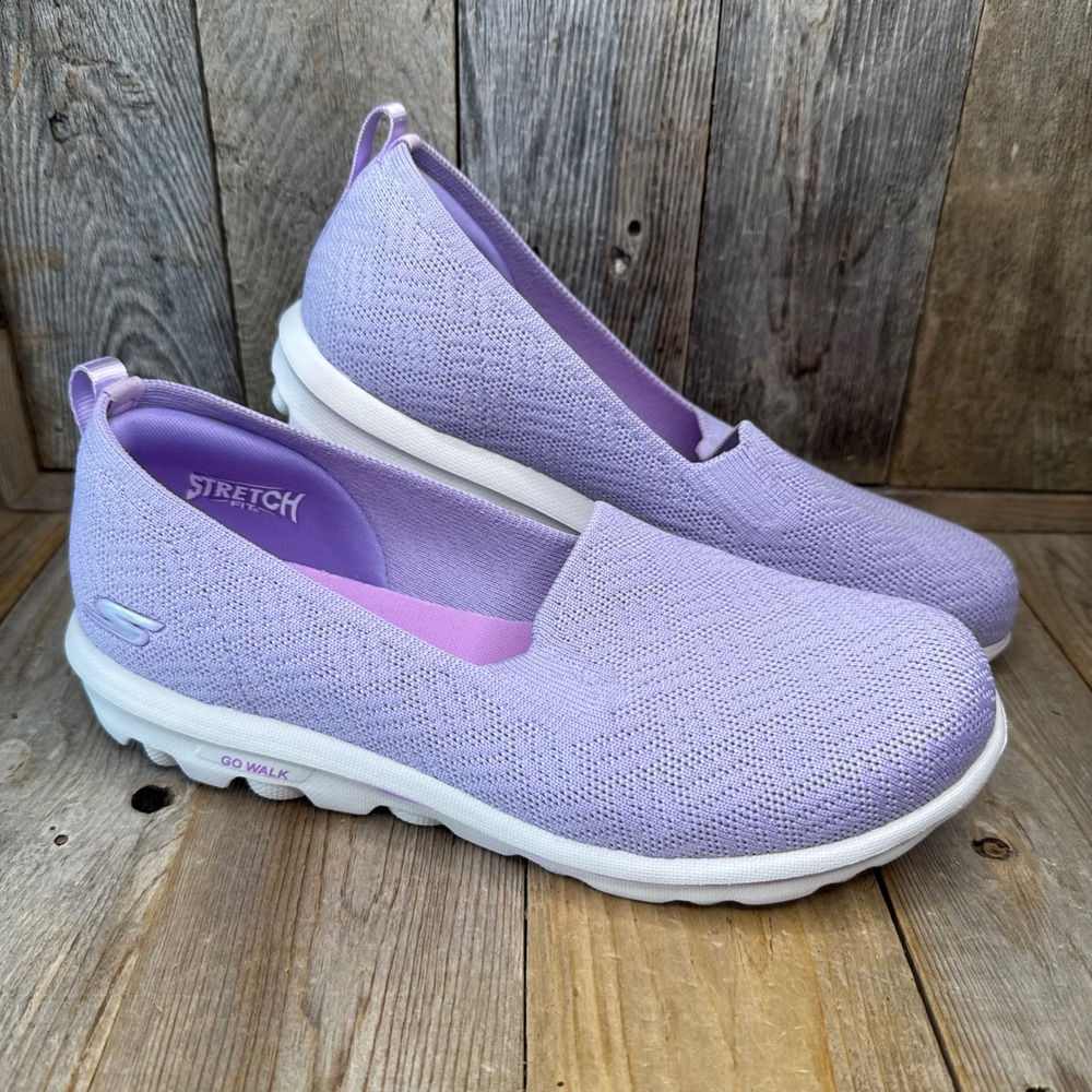 Skechers Go Walk Stretch Fit Lavender Purple Slip On Sneakers 124981W Womens 8.5